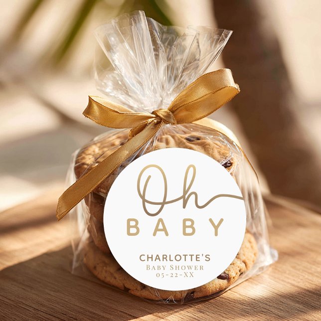 Pegatina Redonda Oh Baby Little Pearl Ocean Baby Shower Favor  (Oh Baby - Favor Sticker)