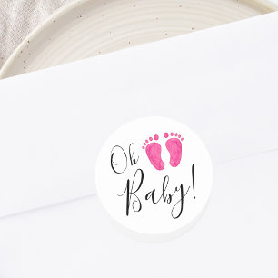 Pegatina Redonda Oh Baby Pies Rosa