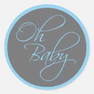 Pegatina Redonda Oh Baby Posh Baby Shower para Boy