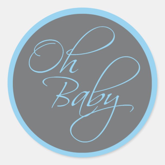 Pegatina Redonda Oh Baby Posh Baby Shower para Boy (Anverso)
