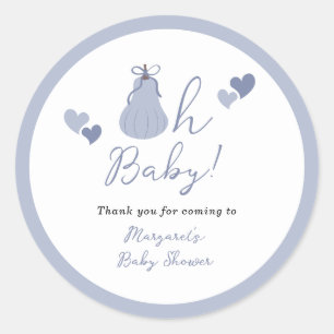 Pegatina Redonda Oh Bebé Calabaza Bow Boy Baby Shower Gracias