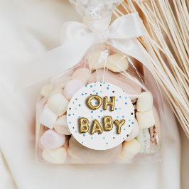 Pegatina Redonda Oh, bebé | Navy y Gold Baby Shower