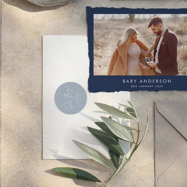 Pegatina Redonda oh boy Baby showscript blue (Subido por el creador)