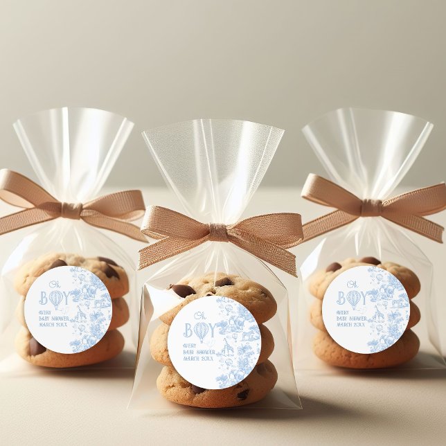 Pegatina Redonda Oh Boy Blue Toile Safari Animal Baby Shower (Subido por el creador)