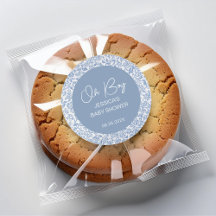 Oh Boy Blue White Toile Patrón Floral Baby Shower