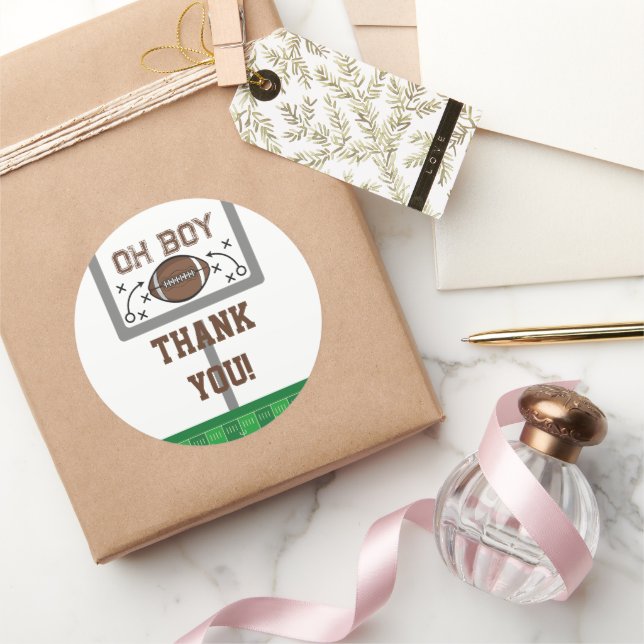 Pegatina Redonda Oh Boy Football Baby Shower (Regalar)