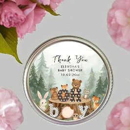 Pegatina Redonda Oh Boy Woodland Safari Animals Gracias