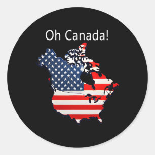 Pegatina Redonda Oh Canadá Funny Trump Canadá Usa Map de los 51 en