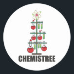 Pegatina Redonda Oh Chemistree Christmas Chemistry Science teacher<br><div class="desc">Chemist Tree is a fun Christmas word game for chemistry teachers. Wear this for Christmas. For every chemi nerd with different test tubes.</div>