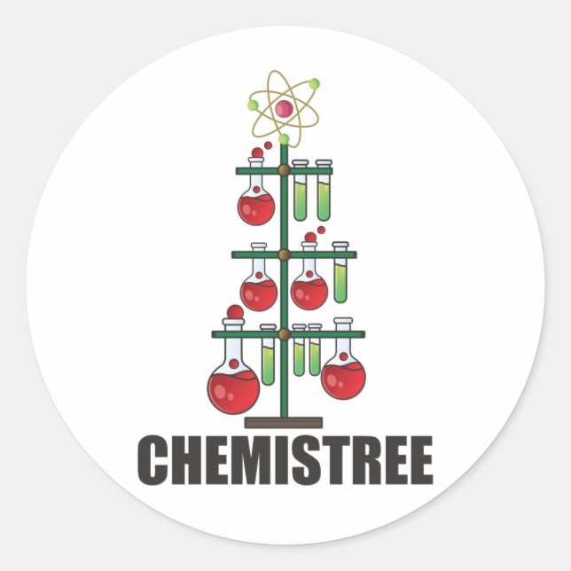 Pegatina Redonda Oh Chemistree Christmas Chemistry Science teacher (Anverso)