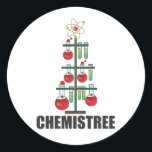 Pegatina Redonda Oh Chemistree Christmas Chemistry Science teacher<br><div class="desc">Chemist Tree is a fun Christmas word game for chemistry teachers. Wear this for Christmas. For every chemi nerd with different test tubes.</div>