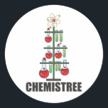 Pegatina Redonda Oh Chemistree Christmas Chemistry Science teacher<br><div class="desc">Chemist Tree is a fun Christmas word game for chemistry teachers. Wear this for Christmas. For every chemi nerd with different test tubes.</div>