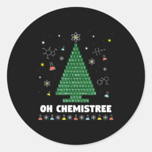 Pegatina Redonda Oh Chemistree Tabla Periódica Química Navidad T