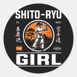 Pegatina Redonda ¡Oh Chica Precisión De Ryu Y Estilo En El Diseño D