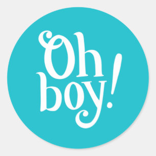 Pegatina Redonda ¡Oh, chico, azul moderno!