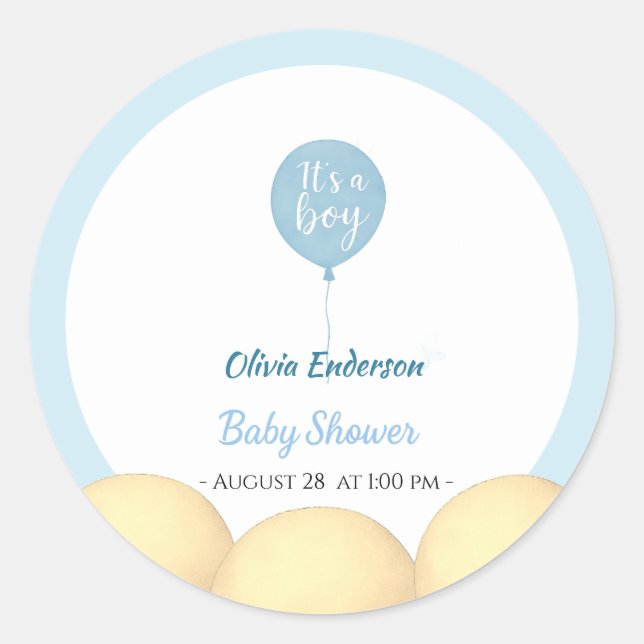 Pegatina Redonda ¡Oh chico! El bebé en globo debe (Anverso)