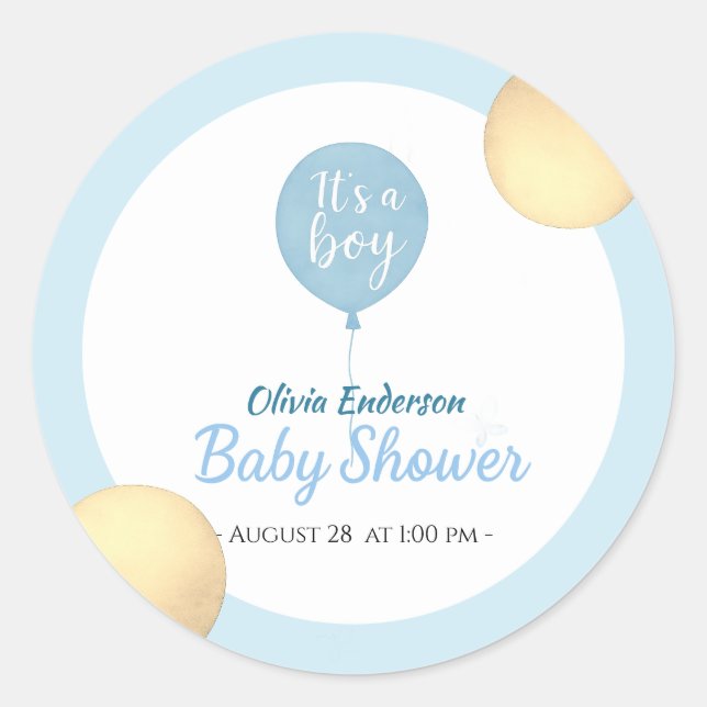 Pegatina Redonda ¡Oh chico! El bebé en globo debe (Anverso)