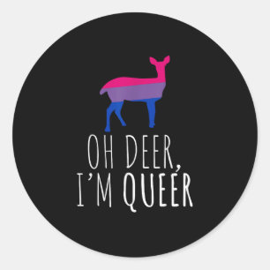 Pegatina Redonda Oh Ciervo Queer Orgullo Bisexual Gay Lesbiana Dise