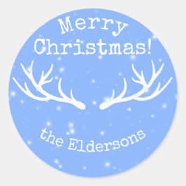 Pegatina Redonda Oh ciervo, son Navidades - Pegatinas de vacaciones