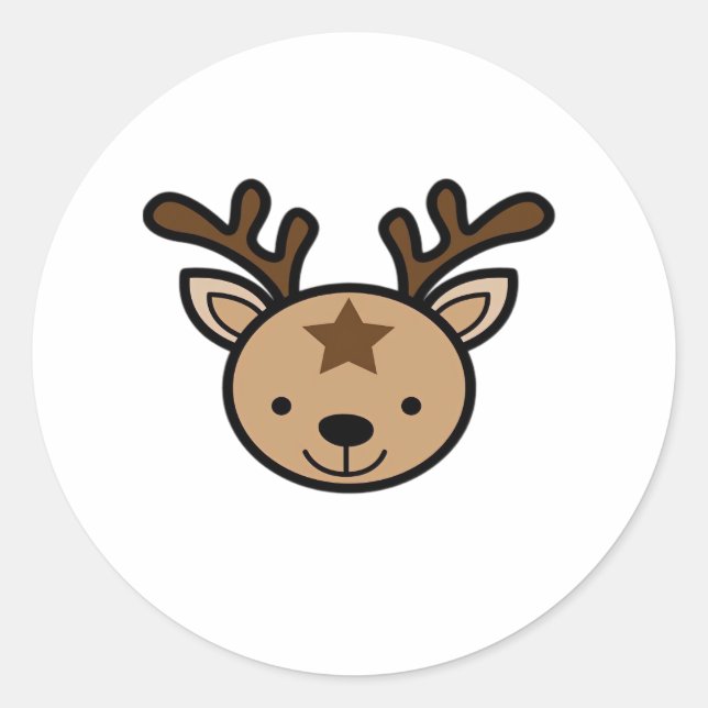 Pegatina Redonda Oh Cute Deer Minimal Design  (Anverso)