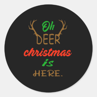 Pegatina Redonda Oh Deer Christmas Celebration Holiday Design