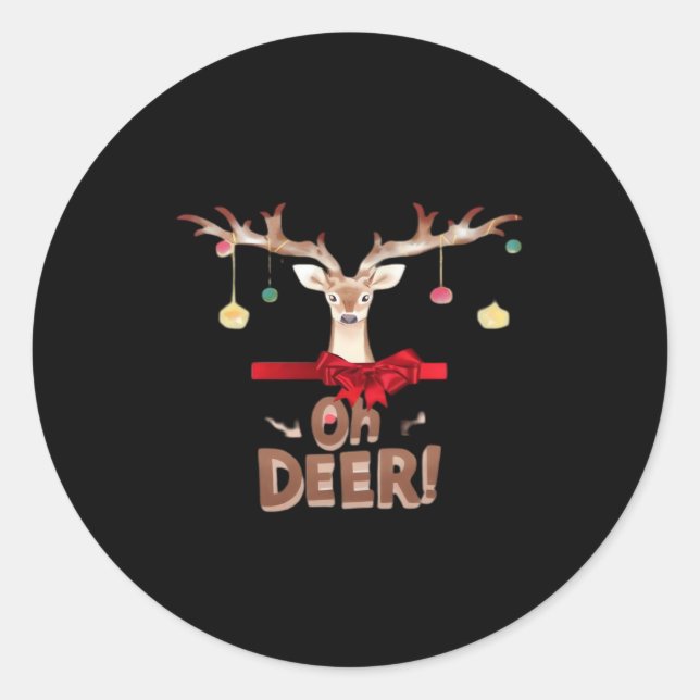 Pegatina Redonda Oh Deer Clásico Ambiente  (Anverso)