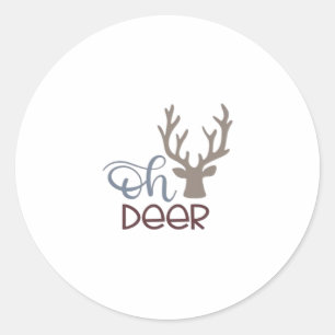 Pegatina Redonda Oh Deer Diseño Clásico Retro
