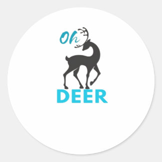 Pegatina Redonda Oh Deer Diseño Minimalista
