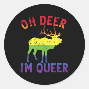 Pegatina Redonda Oh Deer Im Queer Rainbow Lgbt Orgullo Gay Panual L