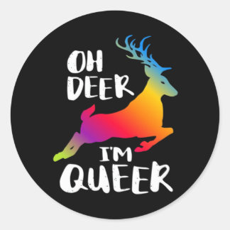Pegatina Redonda Oh Deer Queer Pride Minimal Artistic Style