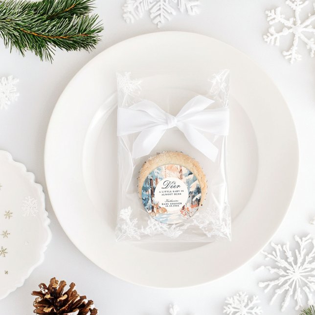 Pegatina Redonda Oh Deer Winter Woodland Snowy Forest baby ducha (Subido por el creador)