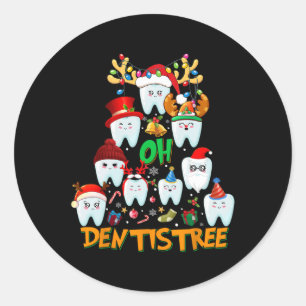 Pegatina Redonda Oh Dentistree Diversión Árbol de Navidad Higiene d