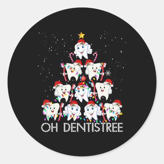 Pegatina Redonda Oh Dentistree Diversión Navidades de Navidad Denti (Anverso)