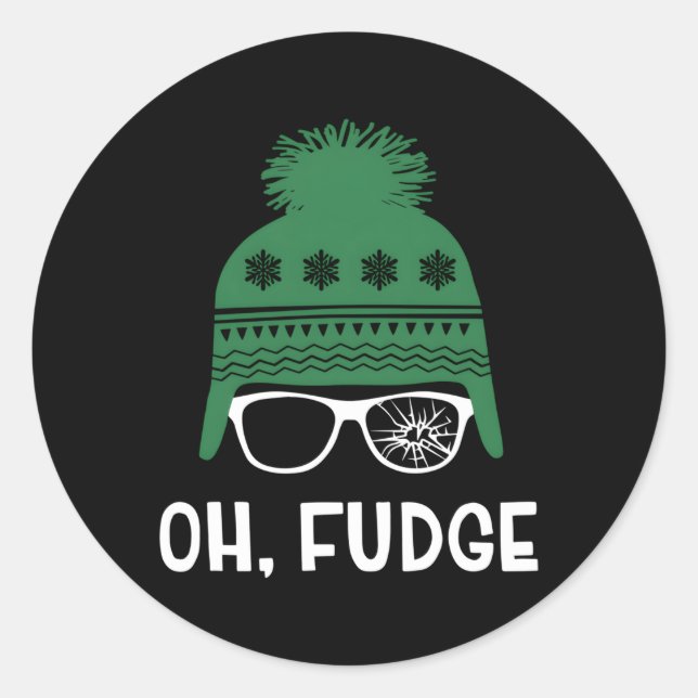 Pegatina Redonda Oh Fudge Saying (Anverso)