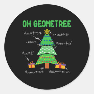 Pegatina Redonda Oh Geometree Geometry Math Science Teacher Christm