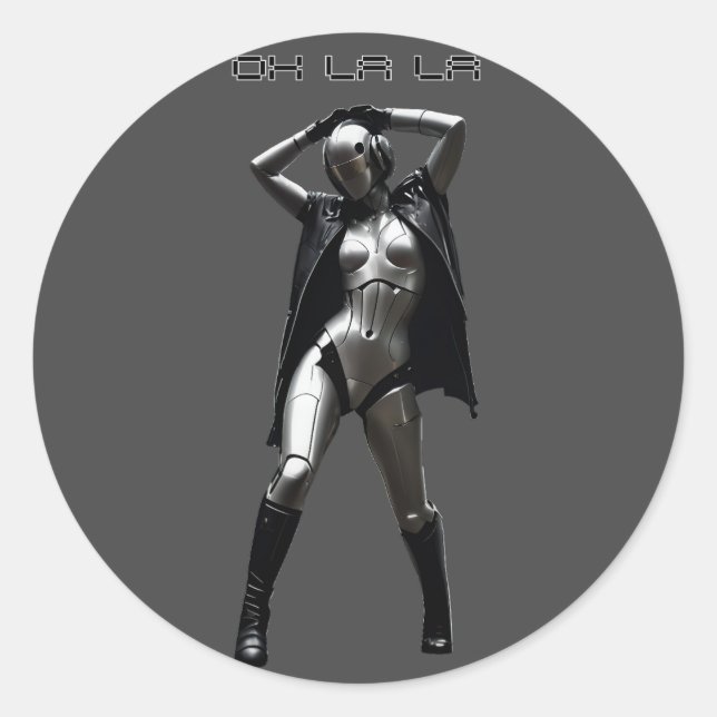 Pegatina Redonda Oh La La (Anverso)