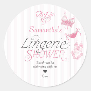 Pegatina Redonda Oh La La Preppy Ropa Interior de Encaje Rosa Regal