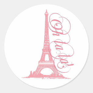 Pegatina Redonda Oh La La - Torre Eiffel París Francia