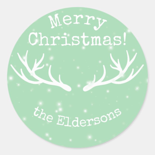 Pegatina Redonda Oh los ciervos, es navidad [verde] - pegatinas del (Anverso)