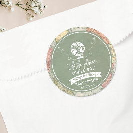 Pegatina Redonda "¡Oh, los lugares a los que vas!" Baby Shower de m