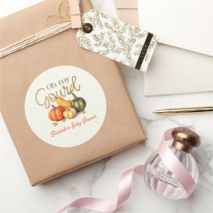Pegatina Redonda Oh Mi Gourd Pequeña Calabaza Baby Shower