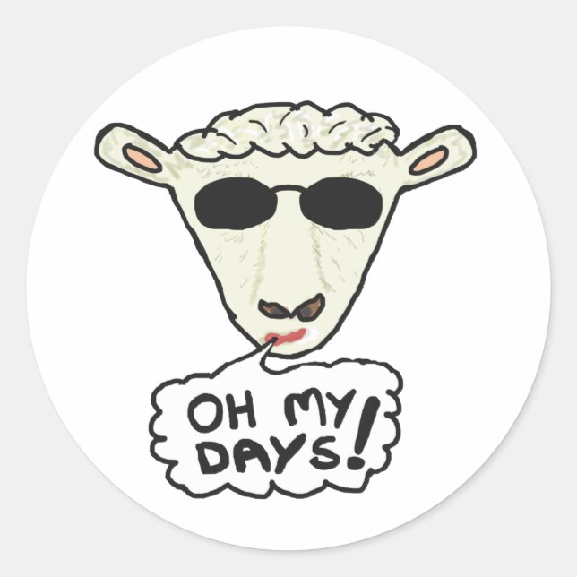 Pegatina Redonda Oh, mis días (Anverso)