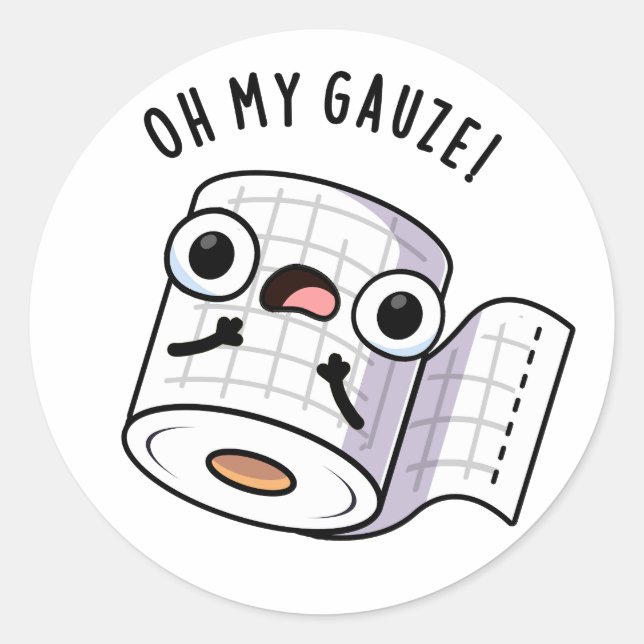 Pegatina Redonda Oh My Gauze Funny First Aid Pun (Anverso)