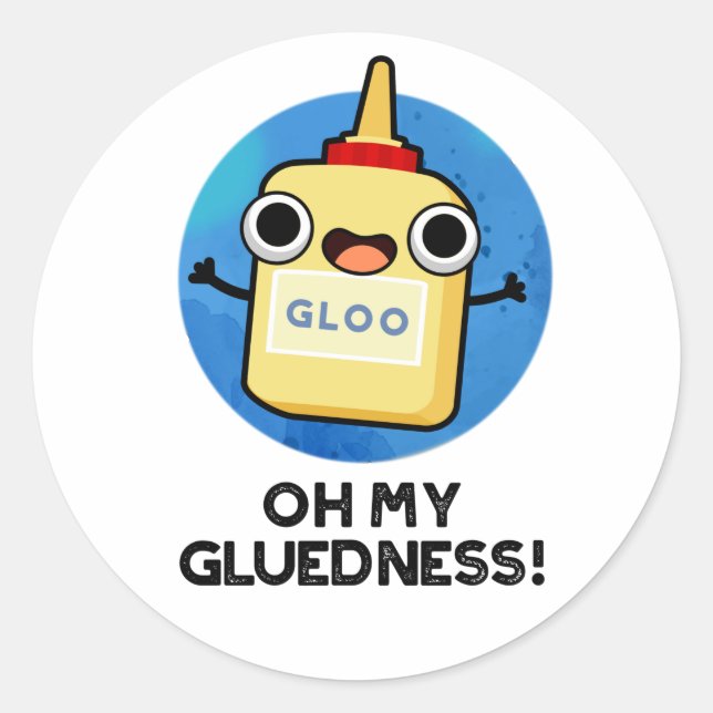 Pegatina Redonda Oh My Gluness Funny Super Glue Pun (Anverso)
