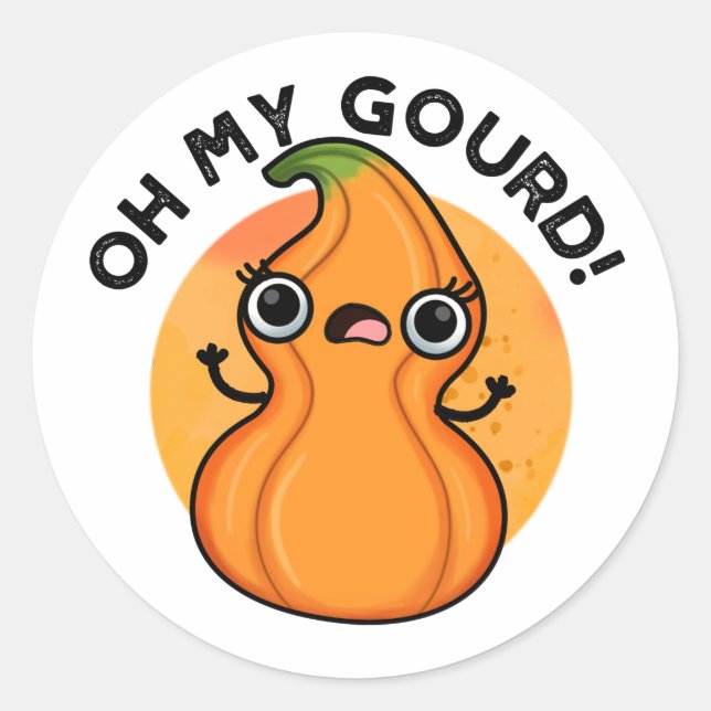 Pegatina Redonda Oh My Gourd Funny Veggie Pun (Anverso)
