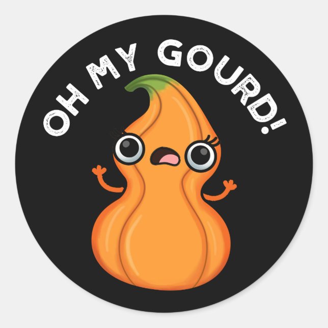 Pegatina Redonda Oh My Gourd Funny Veggie Pun (Anverso)