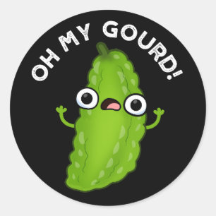 Pegatina Redonda Oh My Gourd Funny Veggie Pun Dark BG