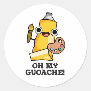 Pegatina Redonda Oh My Guoache Funny Artists Paint Pun