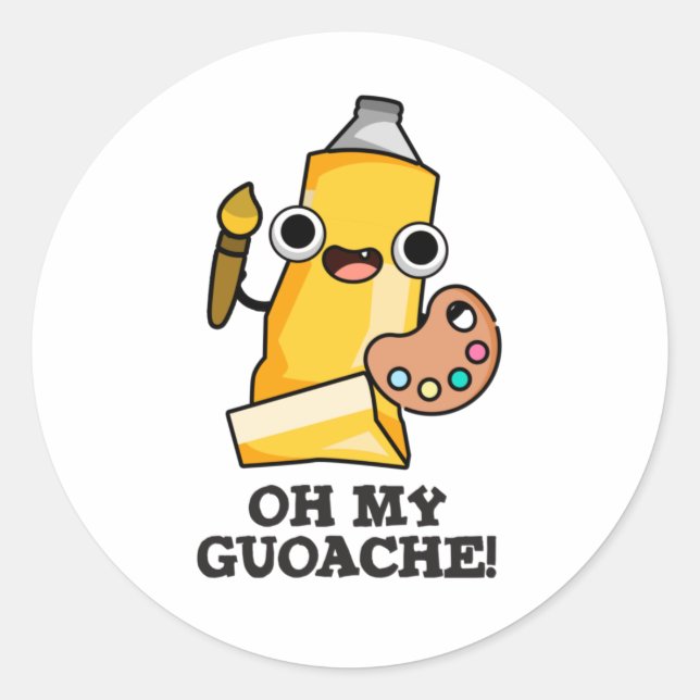 Pegatina Redonda Oh My Guoache Funny Artists Paint Pun (Anverso)