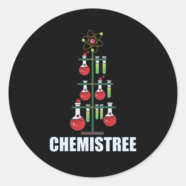 Pegatina Redonda Oh Navidades de Química Profesor de Química (Anverso)